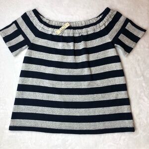Madewell Top Women's XS Navy & White Striped Elastic Neck, NWT